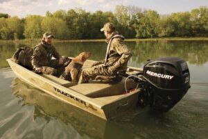 Duck Boat Mercury Outboard 25 on water