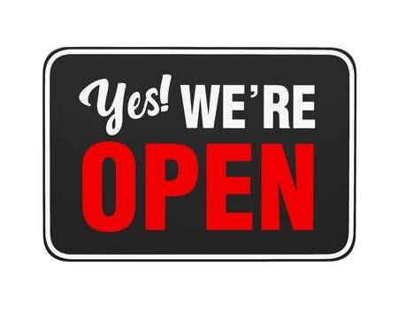 134235805 yes we re open sign isolated